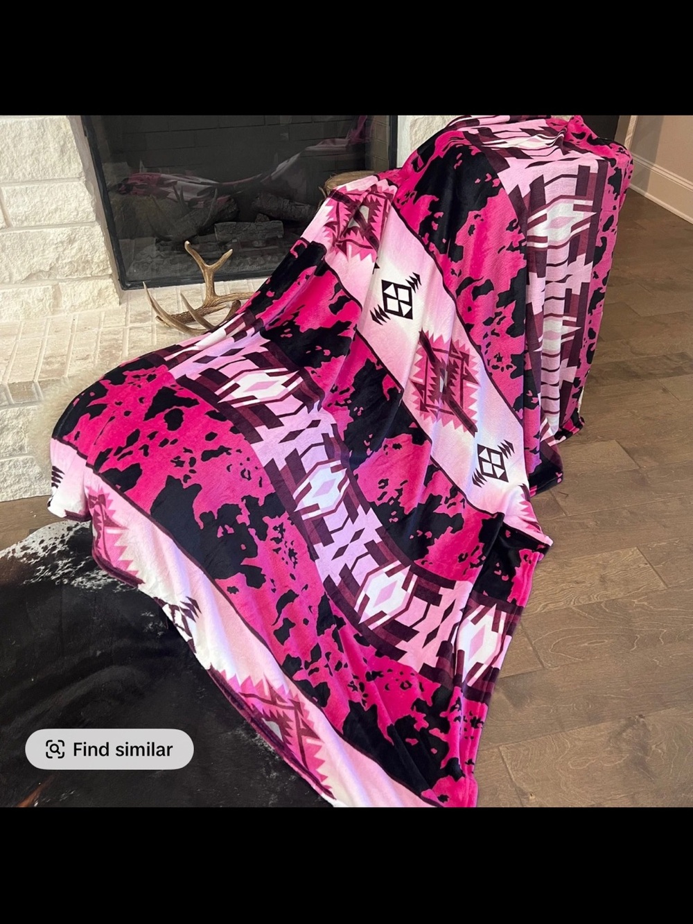 Plush Aztec Pink & Black Throw Blanket - Unbranded